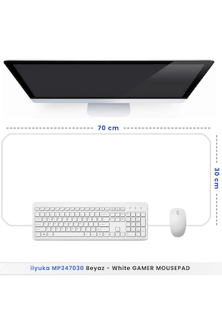 70x30cm Logosuz Beyaz İlyukamp347030 Büyük Boy Xl Gaming Mousepad