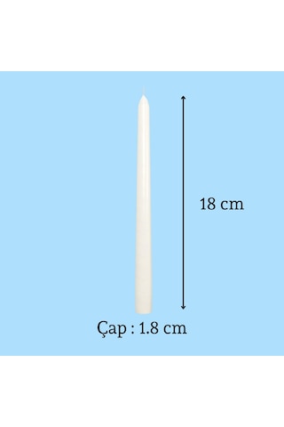6 Lı Kısa Krem Konik Şamdan Mum Yükseklik 18 Cm Krem
