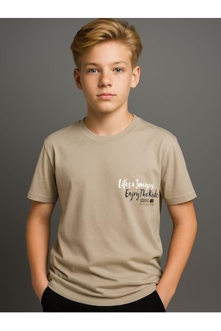 Nk Kids Erkek Çocuk Lifes Yazılı T-shirt-16021 Bej