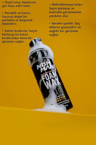 Saç Şekillendirici Köpük Wax Hacim Verici - 150 Ml 5 Adet/ + Fön Makinası Hediye