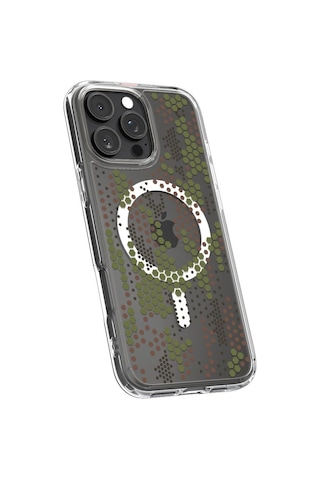 Spigen Apple Uyumlu iPhone 16 Pro Max İle Kılıf Ultra Hybrid Magfit Magsafe Özellikli Digital Camo Şeffaf