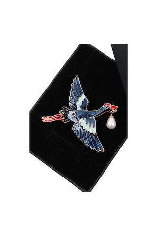 Kırmızı Taçlı İncili Turna Broş. Yaka İğnesi Turna Broş. Unisex. Erkek Broş. Kadın Broş. Turna Broş. Çok Renkli