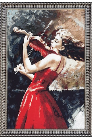 Figüratif Seri-06 Dokuma Goblen Kumaş-Keman Çalan Kız