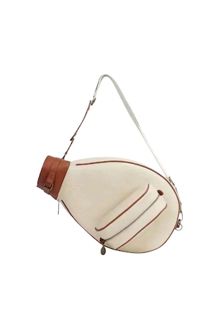 Suntek Tenis Çantası Omuz Kadın Erkek Açık Beyaz-kahverengi