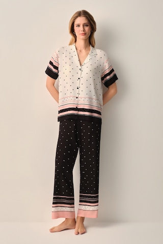 Suwen Monogram Gömlek Yaka Pijama Takımı Sh26514660b911 Siyah