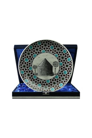E38 El İşçiliği Çini Tabak Kümbet 25 Cm - 6411
