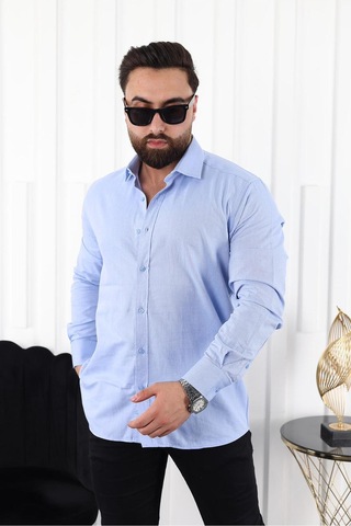 Mcz Giyim Mavi Renk Regular Klasik Erkek Gömlek