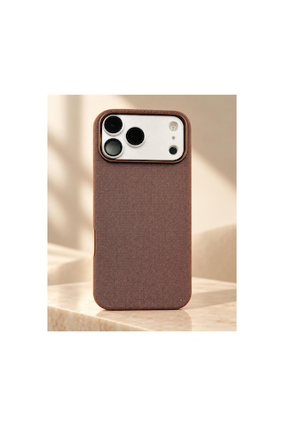 Phone 17 Pro Max Uyumlu Dokulu Kumaş Kılıf Kamera Korumalı Şık Tasarım Copper Bronze - 936004039 Copper Bronze