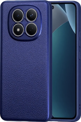 Xiaomi Poco M8 Pro 5g Uyumlu Deri Dokulu Yumuşak Silikon Telefon Kılıfı Kapak Lacivert