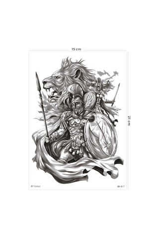 Spartalı Savaşçı Geçici Dövmesi Unisex Tattoo Çok Renkli