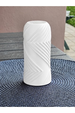 Alvera Vector Vazo 3d Baskı Geometrik Çizgili Dekoratif Vazo-beyaz