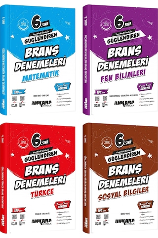 Ankara 2025 6. Sınıf Matematik + Türkçe + Fen + Sosyal Güçlendiren Branş Denemeleri Seti 4 Kitap Ankara 2025 6. Sınıf Matematik + Türkçe + Fen + Sosyal Güçlendiren Branş Denemeleri Seti 4 Kitap