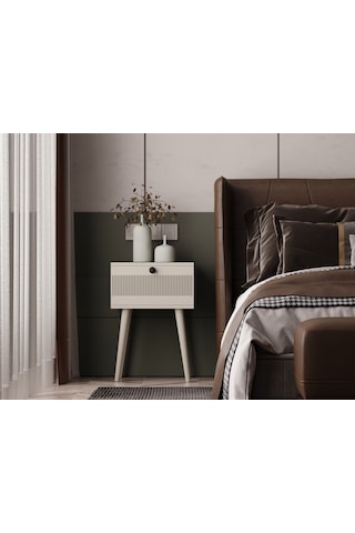 Melura Komodin %100 Mdf Lake Boyalı Ahşap Ayak Kumtaşı