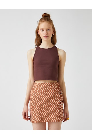 Koton Halter Yaka Crop Atlet Kahverengi 2yal38235ık Kahve