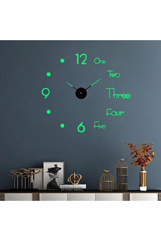 UpWay 40 cm Duvar Saati Sessiz Çerçevesiz Fosforlu Kendinden Yapı Yeşil