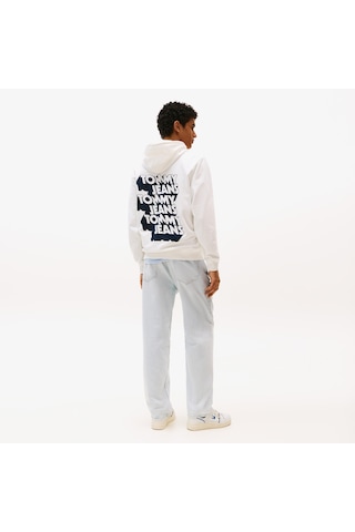 Tommy Hilfiger Tommy Jeans Stack Logo Erkek Beyaz Sweatshirt Dm0dm21625 BEYAZ