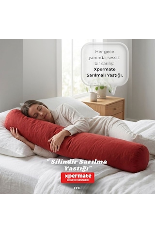 Xpermate Sarılma Yastığı Bacak Arası Yastığı Silindir 150cm Kırmı