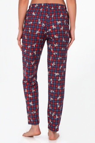 Kadın Süet Ekoseli Ayıcık Desen Pijama Tek Alt Lacivert