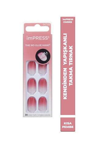 İmpress Color Kendinden Yapışkanlı Takma Tırnak Kısa Ombre Pembe