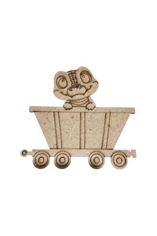 Boyanabilir Ahşap Vagonlu Dinozor Figürü 13x13 Cm 10 Adet