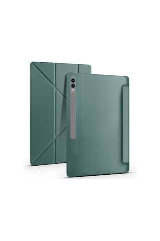 Mobilteam Galaxy Tab S9 Ultra Kılıf Uyumlu Tri Folding Kalem Bölmeli Standlı Kılıf-ko Tablet Kılıfı