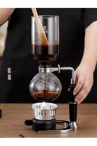 Reoona Syphon Kahve Sifonu 5 Bardak Sifon Kahve, Soğuk Kahve Demleme Siyah