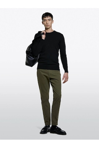 Sisley Slim Fit Vintage Efekt Chino Pantolon Erkek Haki Yeşili Pantolon - 325a4dm6sf02y