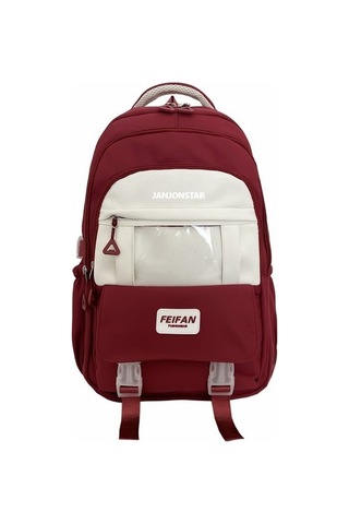 Sevimli Karikatür Desenli Yumuşak Kız Okul Çantası, Kadın Ve Genç Kızlar İçin Şık Sırt Çantası, Laptop Ve Tablet Taşımaya Uygun Öğrenci Çantası Kirmizi