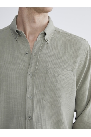 Lcwaıkıkı Classic Yeşil Regular Fit Uzun Kollu Erkek Gömlek