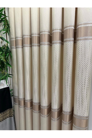 Nivemeshome Mozaik Ft614163 V-101 Krem 1/3 Sık Pileli Fon Perde Apm Krem