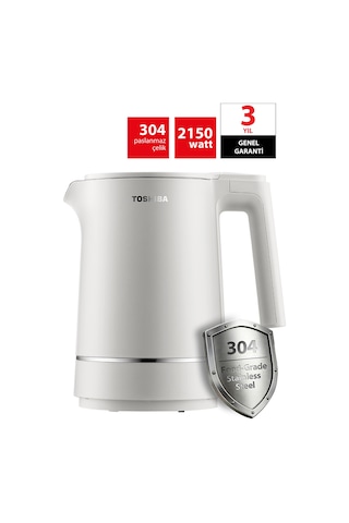 Toshiba Cool Touch KT-15PS1VME W Gizli Rezistanslı 1.5 L Beyaz Su Isıtıcı Kettle