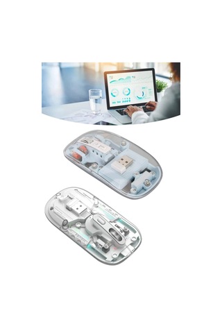 Sessiz Tıklama Çift Modlu Bluetooth Ve Alıcı Şeffaf Mouse Fare 06332412