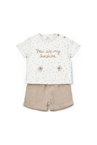 Babycosy Organic Wear Bebek Şort&tshirt Set,müslin,%100 Pamuk,bebek Ve Yenidoğan Serisi Ekru