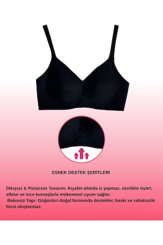 Alya Underwear Kadın Lazer Kesim Dikişsiz Çıkarılabilir Pedli Hayalet Sütyen Siyah