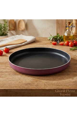 32 Cm Granit Pizza Tepsisi - Mürdüm Çok Renkli