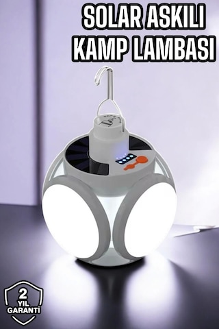 Güneş Enerjili Solar Aydınlatma Kamp Çadır Lambası Şarjlı Ampül Led Şarjlı El Feneri Işıldak