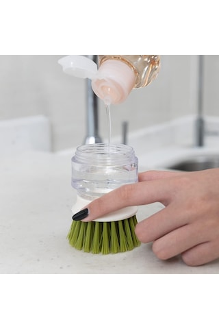 Damlama Tepsili Sabunluk Avuç İçi Fırçası, Bulaşıklar, Tencereler, Tavalar, Lavabo Temizliği İçin Yıkama Fırçası, Mutfak Fırçası Saklama Standı Seti Gri