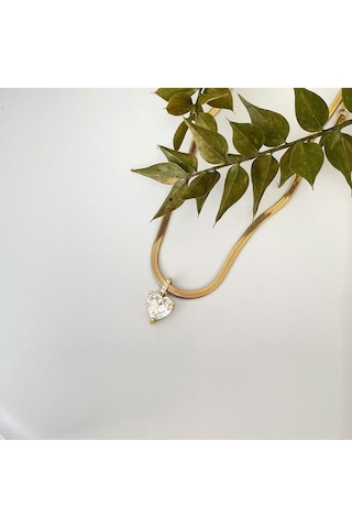 Kalp Uçlu İtalyan Zincir Çelik Kolye