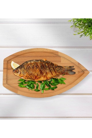 Bk Gift Kayık Tasarımlı Doğal Masif Ahşap Yemek Sunum Tabağı