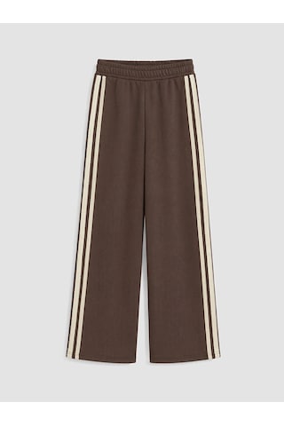 LC Waikiki Lcw Kids Kahverengi Yanları Şeritli Geniş Paça Kız Çocuk Eşofman Altı Dark Brown