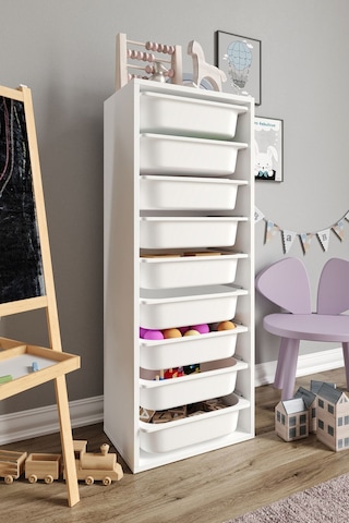 %100 Mdf - Xl Mono 9 Sepetli Oyuncak Dolabı Beyaz