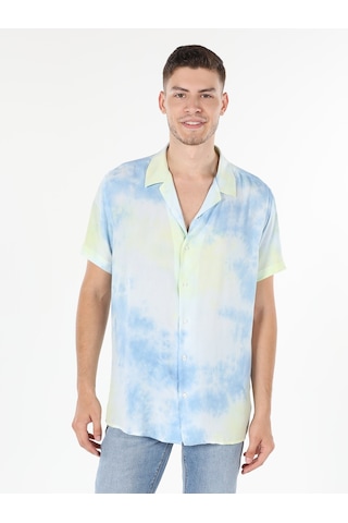 Colin's Regular Fit Shirt Neck Baskılı Mavi Erkek Kısa Kol Gömlek CL1059262_Q1.V1_BLE Mavi