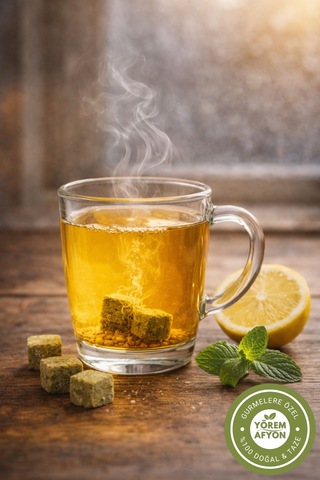Yörem Afyon Nane & Limon Esintili Bitkisel Küp Atom Çayı, Glikozsuz Saf Pancar Şekerli Şifalı Bir Mola 150gr.