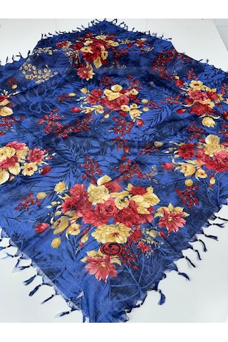 Sökme Boncuklu Pamuk Yazma - 05650 Saks Mavisi