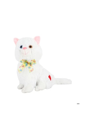 Sesli Peluş Van Kedisi 33 Cm Miyavlayan Oyuncak Van Kedisi Beyaz