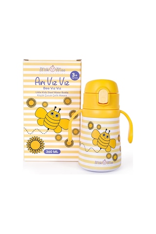 Milk&moo Çelik Küçük Çocuk Matarası Arı Vız Vız 360 Ml Sarı