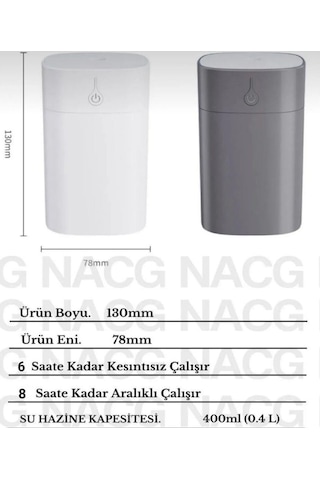 H2o Humidifier 400 Ml Taşınabilir Hava Nemlendirici Buhar Makinesi Ve Aroma Difüzörü -1257