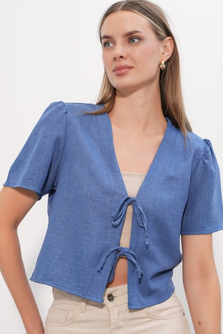 Bigdart Kadın Kısa Kol Crop Bluz 958 - İndigo Indigo