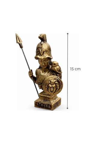 Athena Büstü 15 Cm Mitolojik Dekoratif Heykel, Bilgelik Ve Savaş Tanrıçası Masaüstü Biblo
