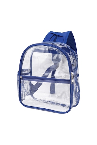 Skycity Su Geçirmez Şeffaf Pvc Sırt Çantası - Güvenlik Kontrolü İçin, Günlük Kullanım, Spor, Seyahat, Büyük Kapasite Mavi Ön Cep